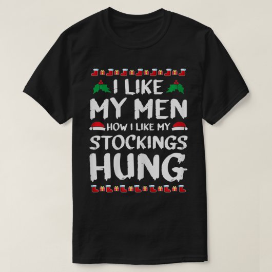 女は人が好きでストッキングつる Tシャツ (デザイン正面)