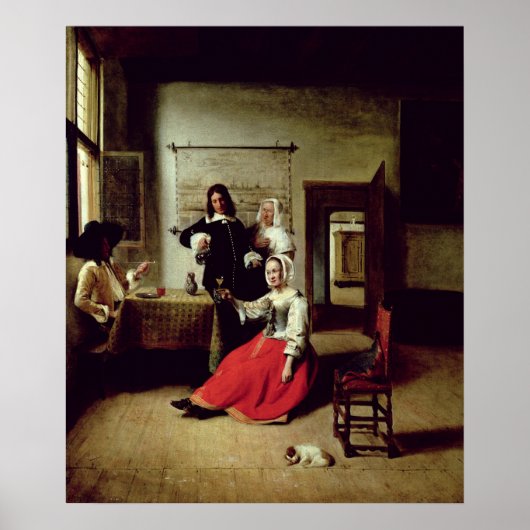 女は兵とともに飲む， 1658年 ポスター (正面)