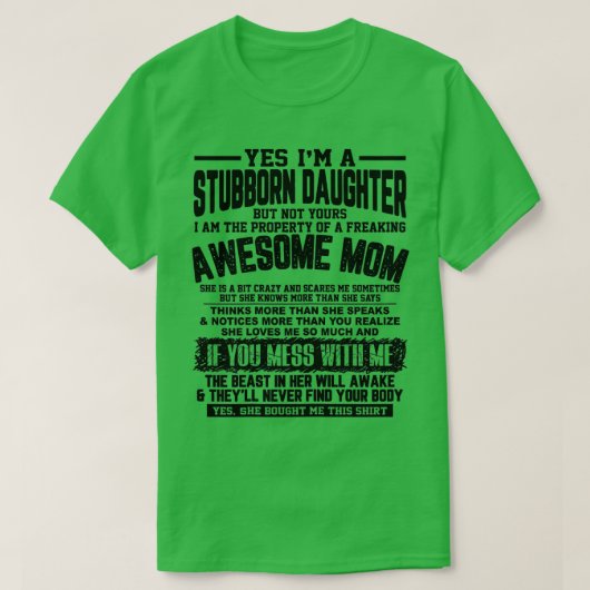 女は恐ろしい顔をした頑固な娘だ Tシャツ (デザイン正面)