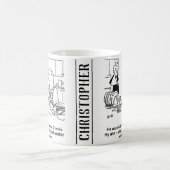 女は腕を折って人が皿を洗う。おもしろい コーヒーマグカップ (中央)