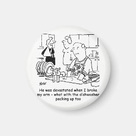 女は腕を折って人が皿を洗う。おもしろい マグネット