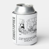 女は腕を折って人が皿を洗う。おもしろい 缶クーラー (缶正面)