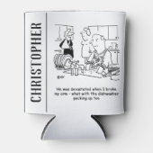 女は腕を折って人が皿を洗う。おもしろい 缶クーラー (正面)