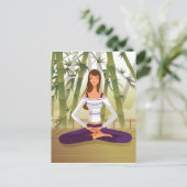 女は蓮の立場に座っめい想ている ポストカード (スタンド正面)