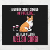 女は酒生き延びは飲めないウェルシュコーギー スパークリングワインラベル (シングルラベル)