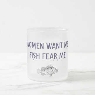 女は魚を欲しがる、魚はマグを恐れる フロストグラスマグカップ