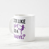 女みたいに蹴る 授業が必要? コーヒーマグカップ (正面左)