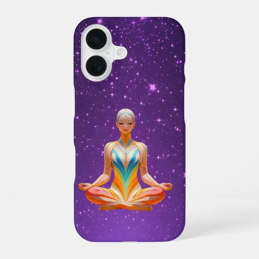 女めい想と星空 iPhone 16ケース (裏面)