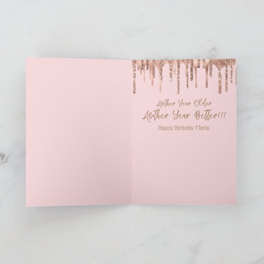 女エレガントおもしろい漫画エスニックワイン誕生日 カード (内部)