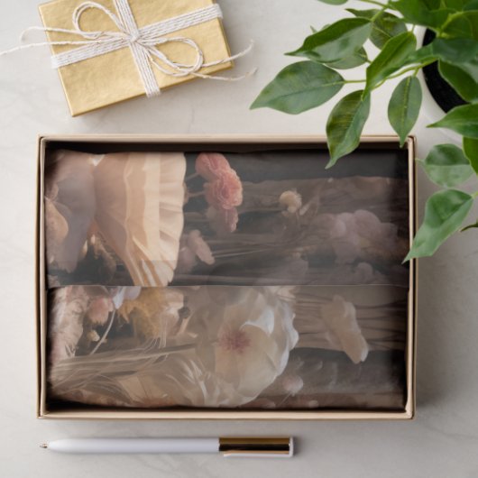 女エレガントとパラソル、ピンクワイルド花模様 薄葉紙 (ギフト)