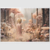 女エレガントとパラソル、ピンクワイルド花模様 薄葉紙 (正面)