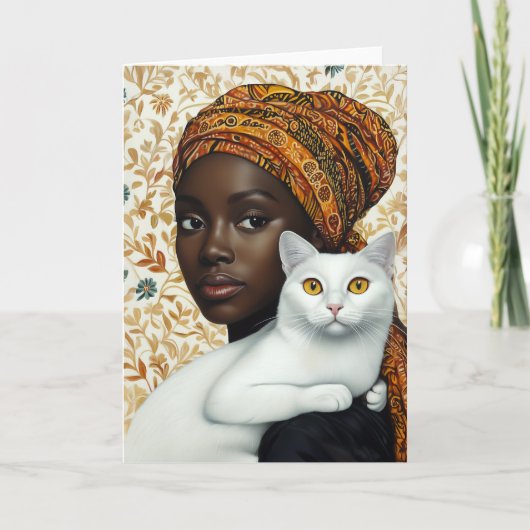 女エレガントと猫 招待状 (正面)