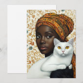 女エレガントと猫 招待状 (正面/裏面)