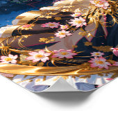 女エレガントの子と伝統的桜Blo ポスター (角)