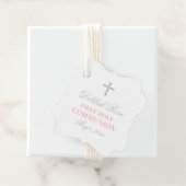 女エレガントの子のためのピンクとグレーの最初の聖餐式 フェイバータグ (インサイチュ)