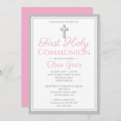 女エレガントの子のための最初の聖餐式招待状 招待状 (正面/裏面)