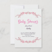 女エレガントの子のシャワー招待状 (正面)