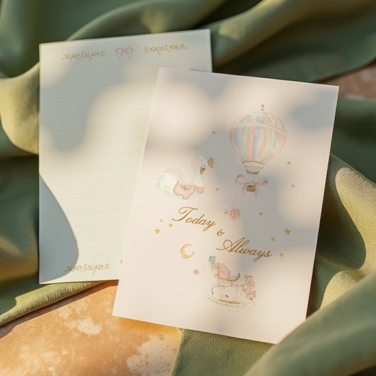 女エレガントの子の誕生日パーティー手書き形見 エンクロージャーカード