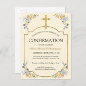 女エレガントの子バタークリームフローラ確認 インビテーションポストカード (正面/裏面)