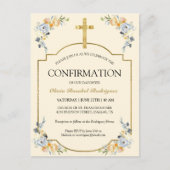 女エレガントの子バタークリームフローラ確認 インビテーションポストカード (正面)