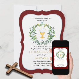 女エレガントの子ブルゴーニュフローラ第1聖餐式 招待状