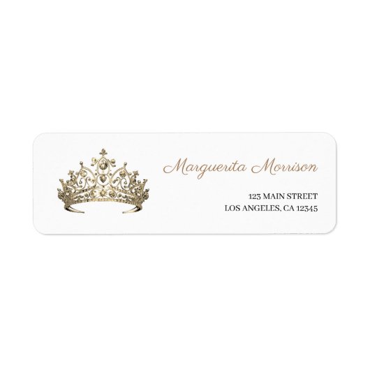 女エレガントの子金ゴールドクラウンティアラ王室のアドレス ラベル (正面)