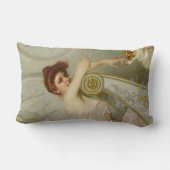 女エレガントの美しい遊が子犬と一緒に ランバークッション (裏面)