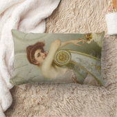 女エレガントの美しい遊が子犬と一緒に ランバークッション (ブランケット)