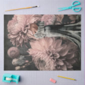 女エレガントの背中ほこりっぽいピンクのムーディ花模様 薄葉紙 (クラフト)