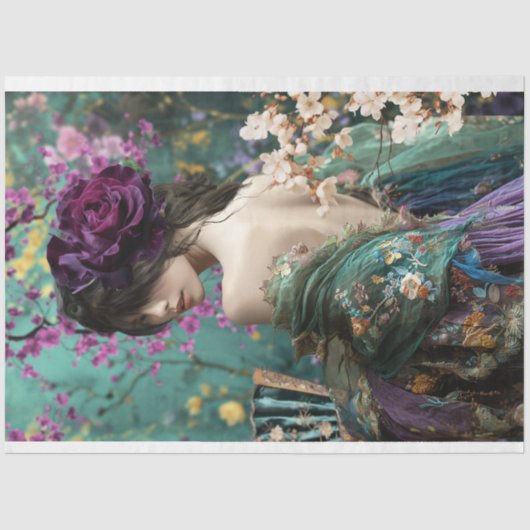 女エレガントの背中・フローラポートレートアート 薄葉紙 (正面)