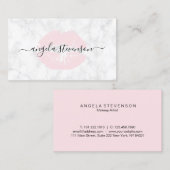 女エレガントの赤い唇白大理石 名刺 (正面/裏面)