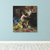 女エレガントの遊ピアノ(ジョバンニ・ボルディーニ) キャンバスプリント (インサイチュ (ウッドフロア))