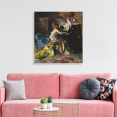 女エレガントの遊ピアノ(ジョバンニ・ボルディーニ) キャンバスプリント (インサイチュ (リビング))