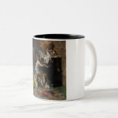 女エレガントの遊ピアノ(ジョバンニ・ボルディーニ) ツートーンマグカップ (正面右)