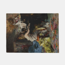 女エレガントの遊ピアノ(ジョバンニ・ボルディーニ) ドアマット