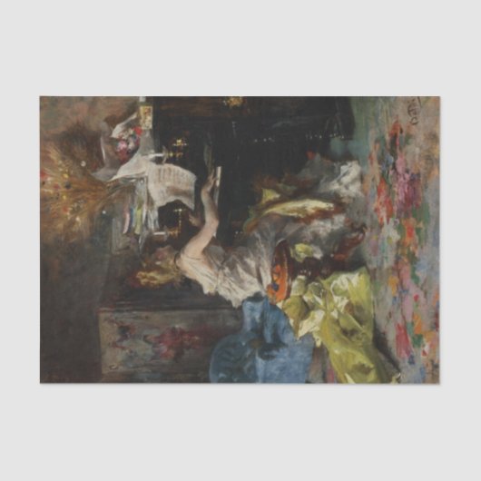 女エレガントの遊ピアノ(ジョバンニ・ボルディーニ) 薄葉紙 (正面)