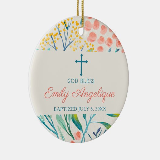 女エレガントパーソナライズされた子《キリスト教》洗礼式や命名式バプテスマ セラミックオーナメント (右)
