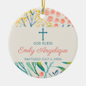 女エレガントパーソナライズされた子《キリスト教》洗礼式や命名式バプテスマ セラミックオーナメント (正面)