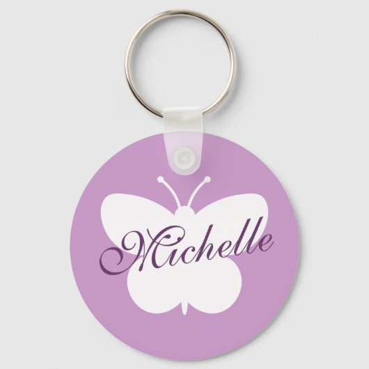 女エレガント子の蝶キーチェーン |ラベンダー キーホルダー (正面)