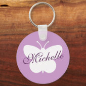 女エレガント子の蝶キーチェーン |ラベンダー キーホルダー (正面)