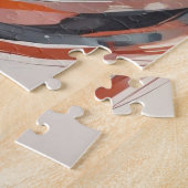 女エレガント性顔ブラウンブルーウォールアート抽象芸術 ジグソーパズル (側面)