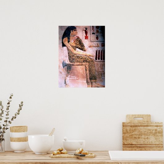 女エレガント性，ファッションとアンティークエジプトの美しい ポスター (キッチン)
