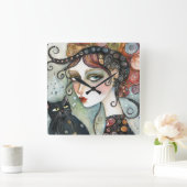 女エレガント時計 スクエア壁時計 (ホーム)