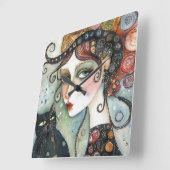 女エレガント時計 スクエア壁時計 (傾斜)