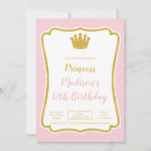 女エレガント王室の子のフレームパーティーカード 招待状 (正面)