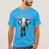 女エレガント象アウトラインデザイン Tシャツ (正面)