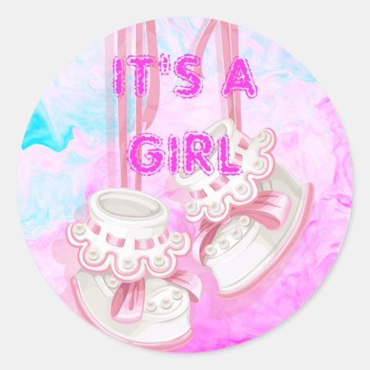 女カスタマイズの子のベビーでシールを明かす ラウンドシール (正面)