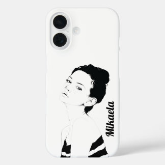 女カスタマイズ児イラストレーション iPhone 16ケース