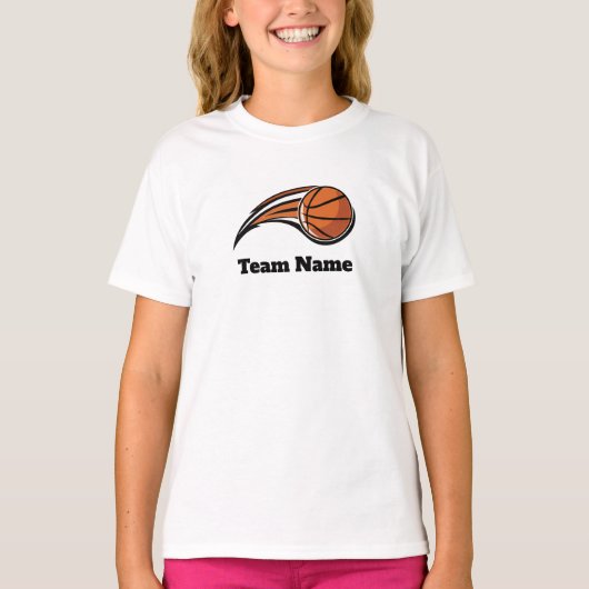 女カスタマイズ子用バスケットボールチームTシャツ Tシャツ (正面)