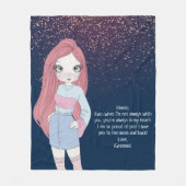 女カスタムの子への贈り物 |かわいい女の子 フリースブランケット (正面)